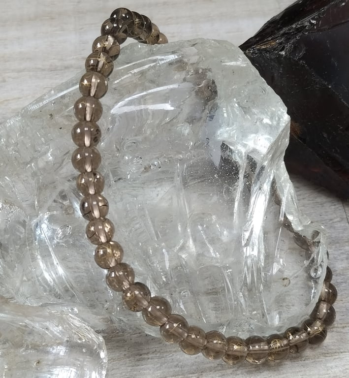 AL70 Brown and gold glass beaded anklet