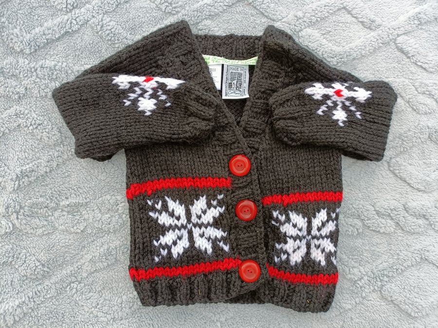 Hand Knitted childrens cardigan in Chunky yarn 