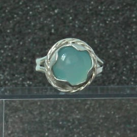 Silver Ring - Aquamarine Ring -Handmade Viking Style - Size S