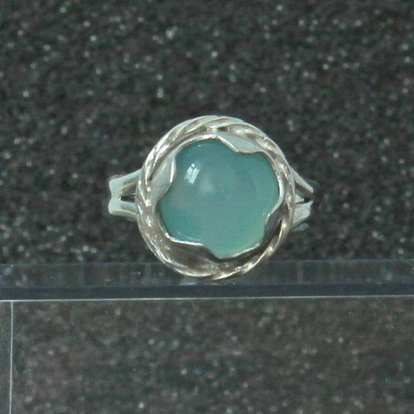 Silver Ring - Aquamarine Ring -Handmade Viking Style - Size S