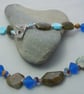 Labradorite statement necklace with glass beads & Czech glass beads - Image 1