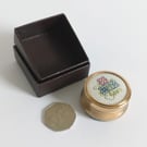 Trinket pot, small jewellery pot, hand embroidered, Gift for Mum, gift 