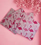 4 Fabric Flamingo Print Coasters - Image 1