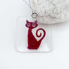 Fused Glass Copper Cat Hanging - Handmade Glass Suncatcher