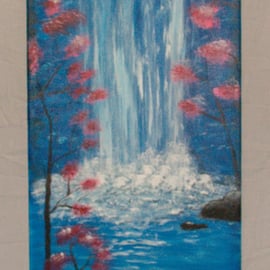 Original acrylic dreamy waterfall painting