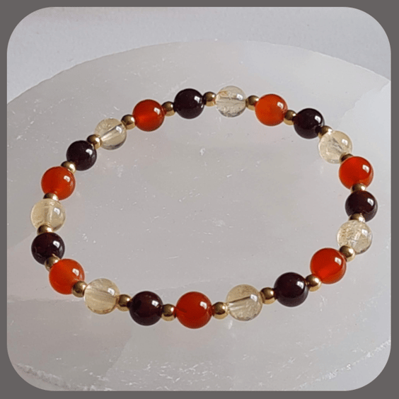 Autumn Leaves Bracelet - Garnet, Citrine and Carnelian
