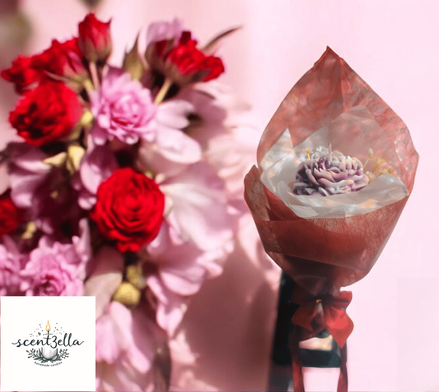 Wrapped Flower Bouquet Candle