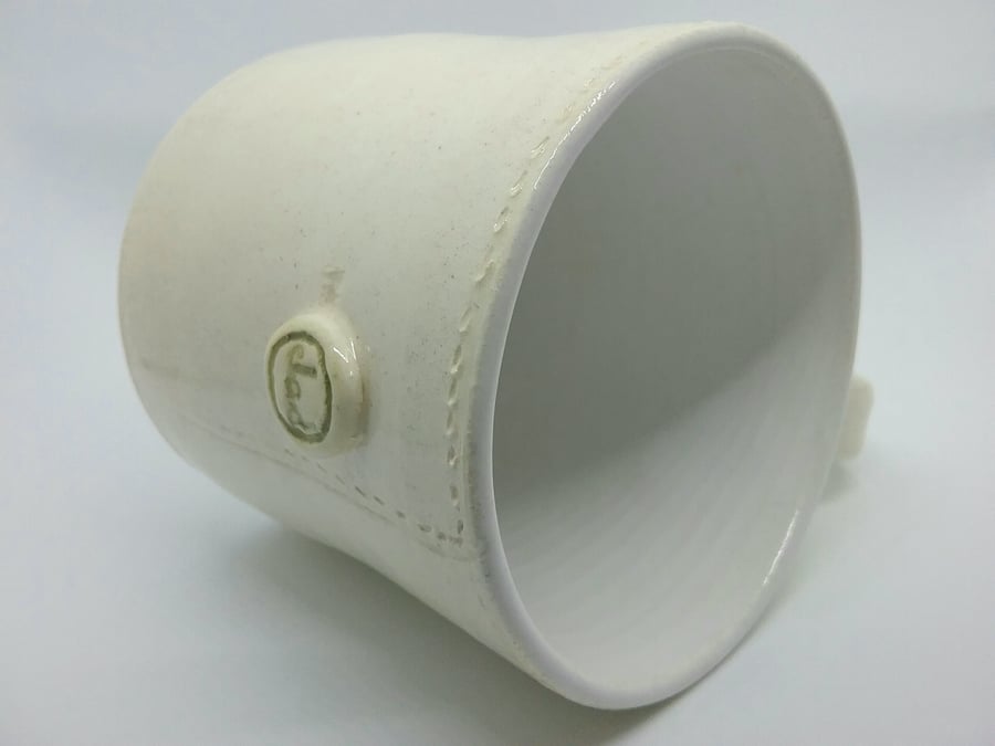 Handmade ceramic mug in cuff shape with cufflink for dad gift handthrown pottery