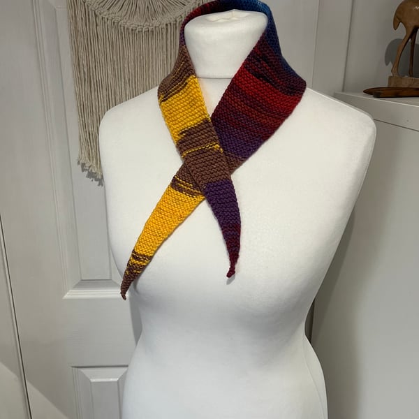 Necktie Sophie style Rainbow colours 85cms long purple and yellow tips