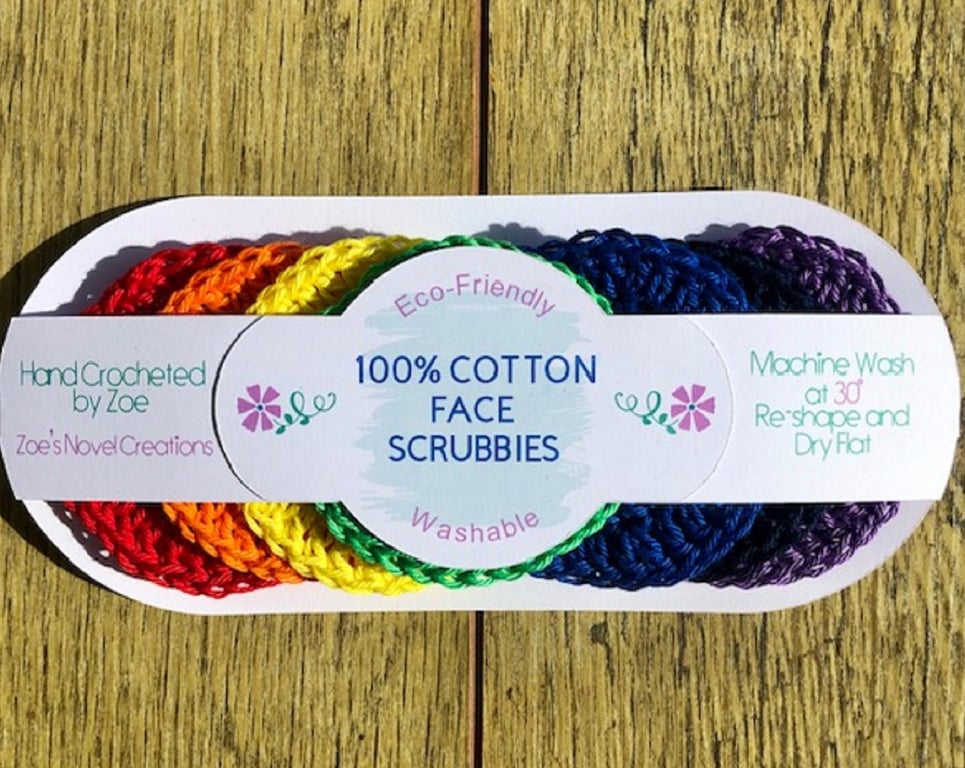 Reusable Eco Friendly Face Scrubbies pack of 7 in Rainbow colours