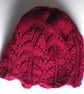 Beautiful Bundle Dark Magenta Aran Hand Knit Hat and Mitten Set - Free Post - Image 2