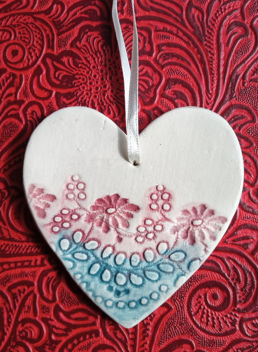 Ceramic "wildflower" heart hanging 