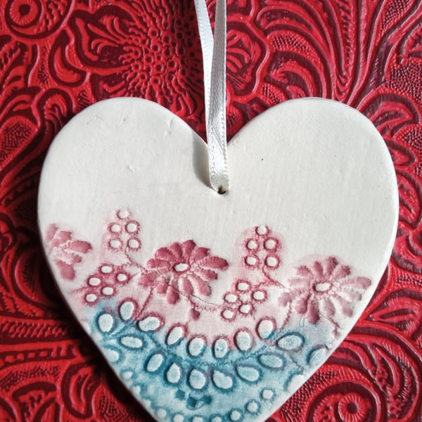 Ceramic "wildflower" heart hanging 