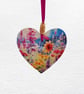 Flowers: Decorated Wooden Ring Trinket Box 7cm & Hanging Heart - Image 4