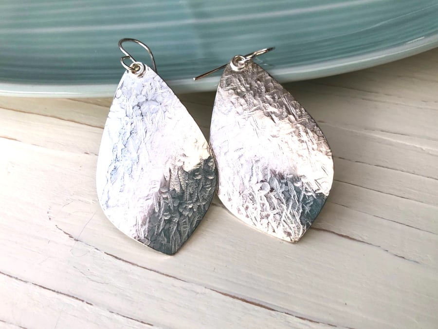 Textured Sterling Silver Dangle Earrings