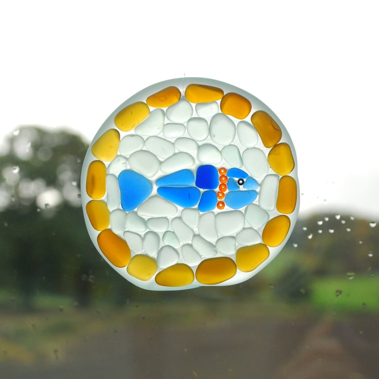 Sun catcher of fish from beach glass