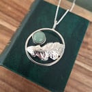 Real Oak Leaf and Aventurine - Handmade Silver Necklace
