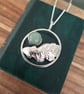 Real Oak Leaf and Aventurine - Handmade Silver Necklace