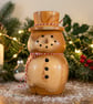 Hand-Turned Yew Wood Snowman Ornament, Christmas Decoration (Seconds)