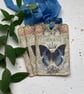  GIFT  TAGS , vintage style.  ( set of 3 ) ' Papillon' . Butterfly. Blue. Paris. - Image 4