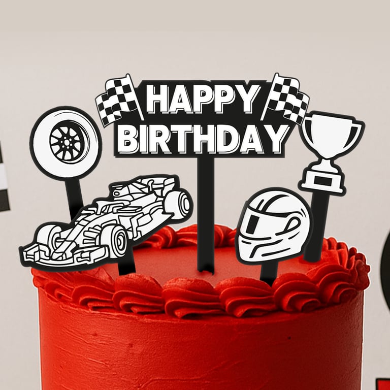 Birthday Cake Topper Set – Race Car Themed: Sports Party Decoration for Boys