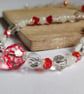 Modern Ruby Drift - Red and Opaline Geometric Glass Necklace - Image 1
