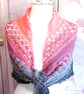 Crochet ombre lace cotton shawl in shades of peachy pink and grey. Crochet shawl - Image 9