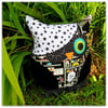 A pirate owl cushion.  36cm tall.  Nautical decor.