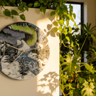 Northern Lights, handmade and painted wall clock