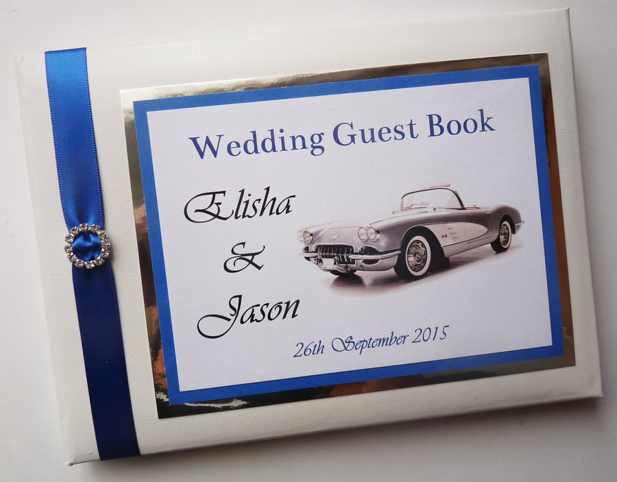 Vintage car wedding guest book, vintage car wedding gift
