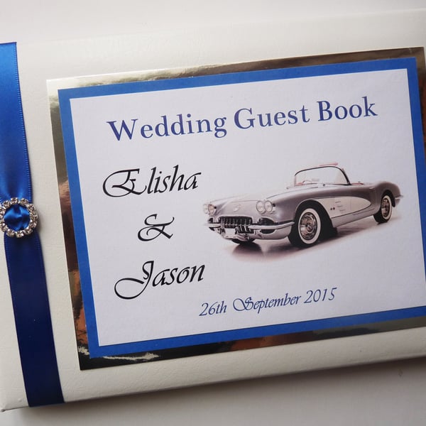 Vintage car wedding guest book, vintage car wedding gift