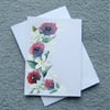 hand painted original floral watercolour blank greetings card ( ref F 52 )