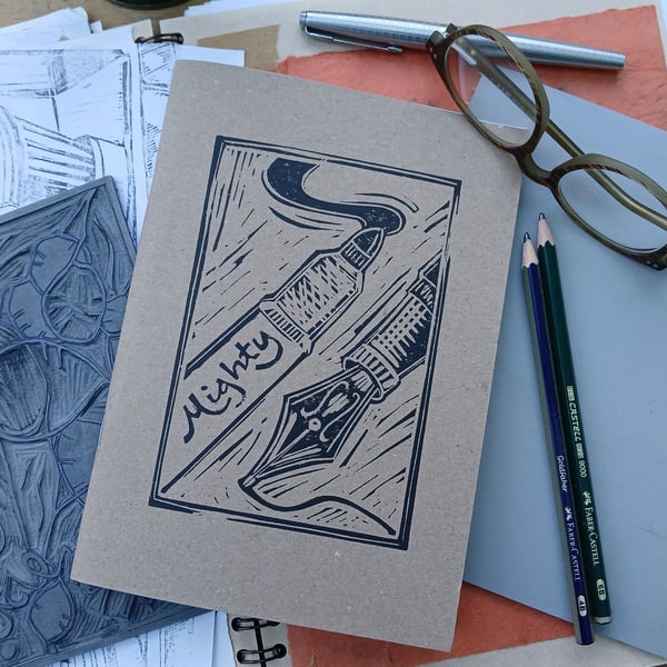 'Mightier than the Sword', Lino Printed Sketchbook, Second Version