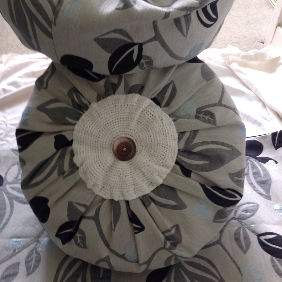 Grey black white round cushion