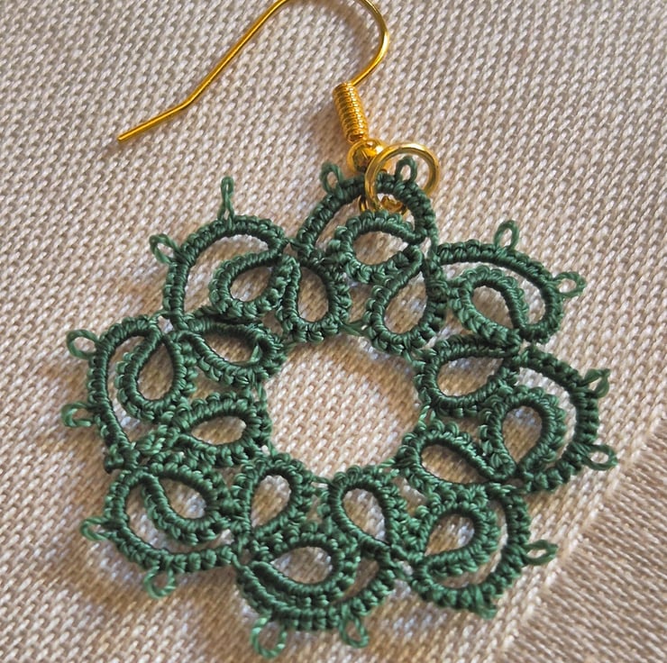 Forest Green Handmade Tatting Lace Earrings – G... - Folksy