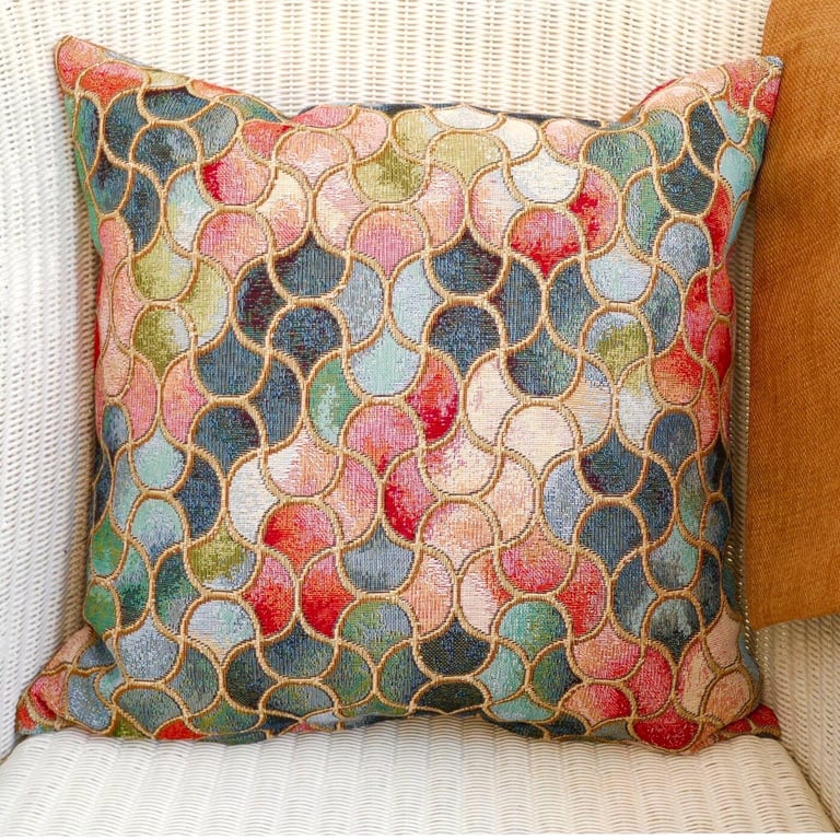Cushion Cover: Tapestry Gothic design Gold reverse 17"(43cm)