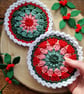 Christmas coaster set, Christmas decor, Christmas mug rug, Red theme coaster - Image 4