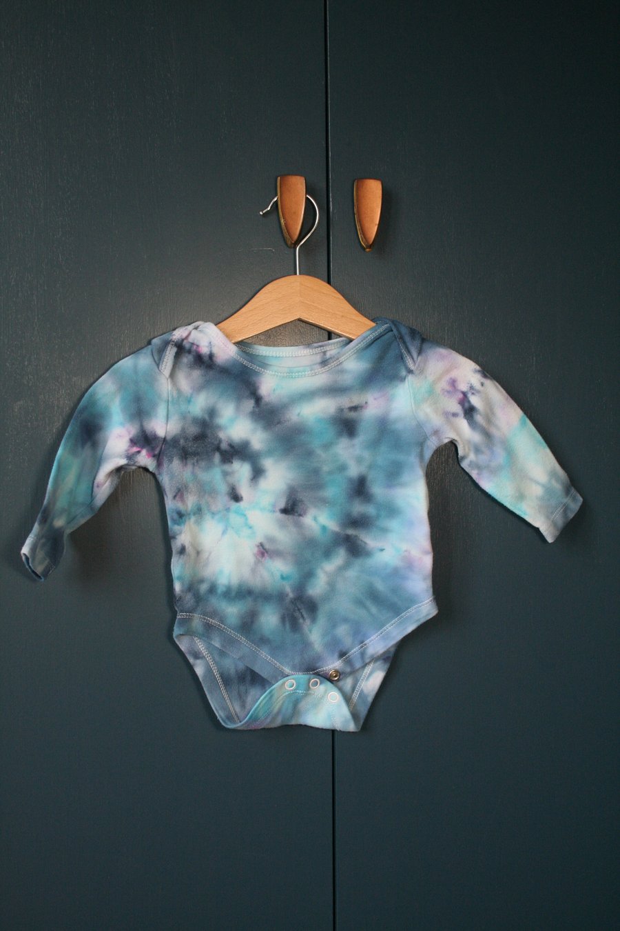 6-9 Months Long Sleeved Ice Dyed Blue Vest