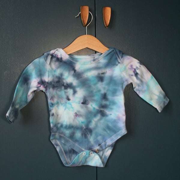 6-9 Months Long Sleeved Ice Dyed Blue Vest