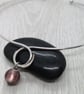 Sliver Necklet with Pink Glass Bead - Image 2