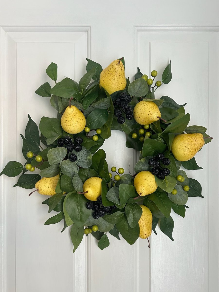 Fruity Front Door Wreath with Pears and Berries