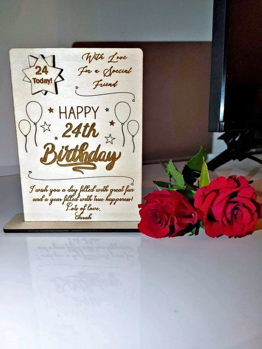 Personalised Wooden Birthday Card, Personalised Birthday Wishes, Any Age Gift