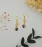 Handmade Dainty Pale Gold Pink Rhodonite Gemstone Dangle Earrings - Image 4