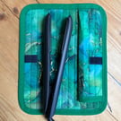 Emerald Green And Gold Marble Heat Resistant Hair Straightener Mat
