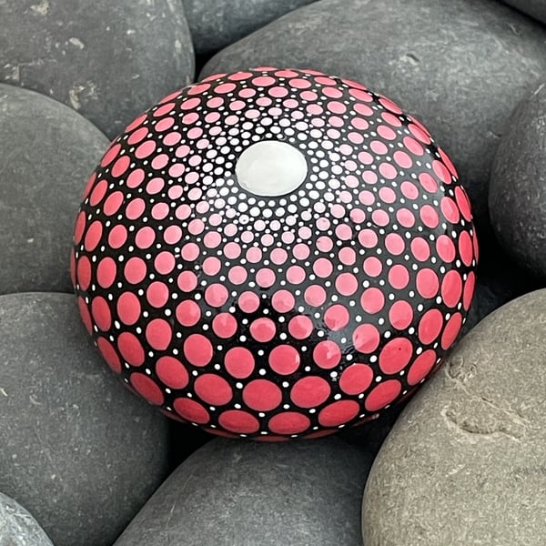 Pink Red Mandala Painted Rock Art Stone Acrylic Art Painting Hand Painted Unique
