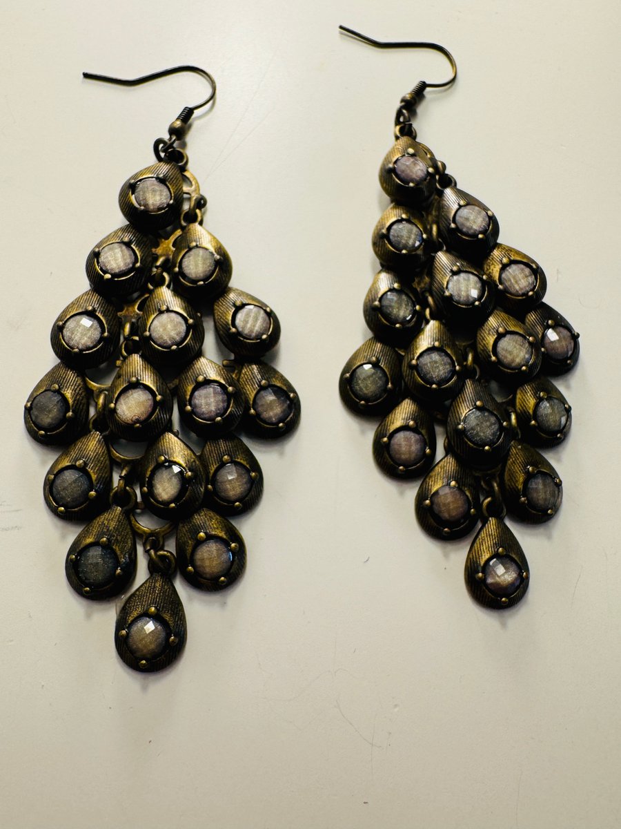 Vintage bronze teardrop earrings