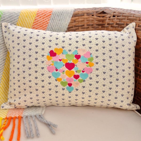 Heart of Hearts: Embroidered Cushion 43x30cm