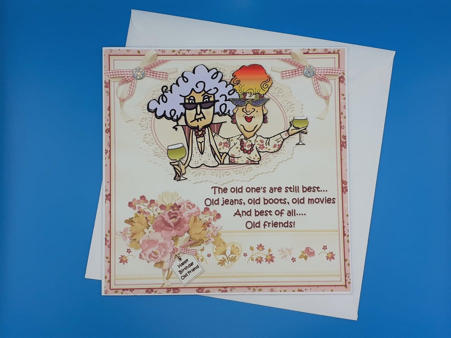 Funny Female Birthday Card, Large, Decoupage 