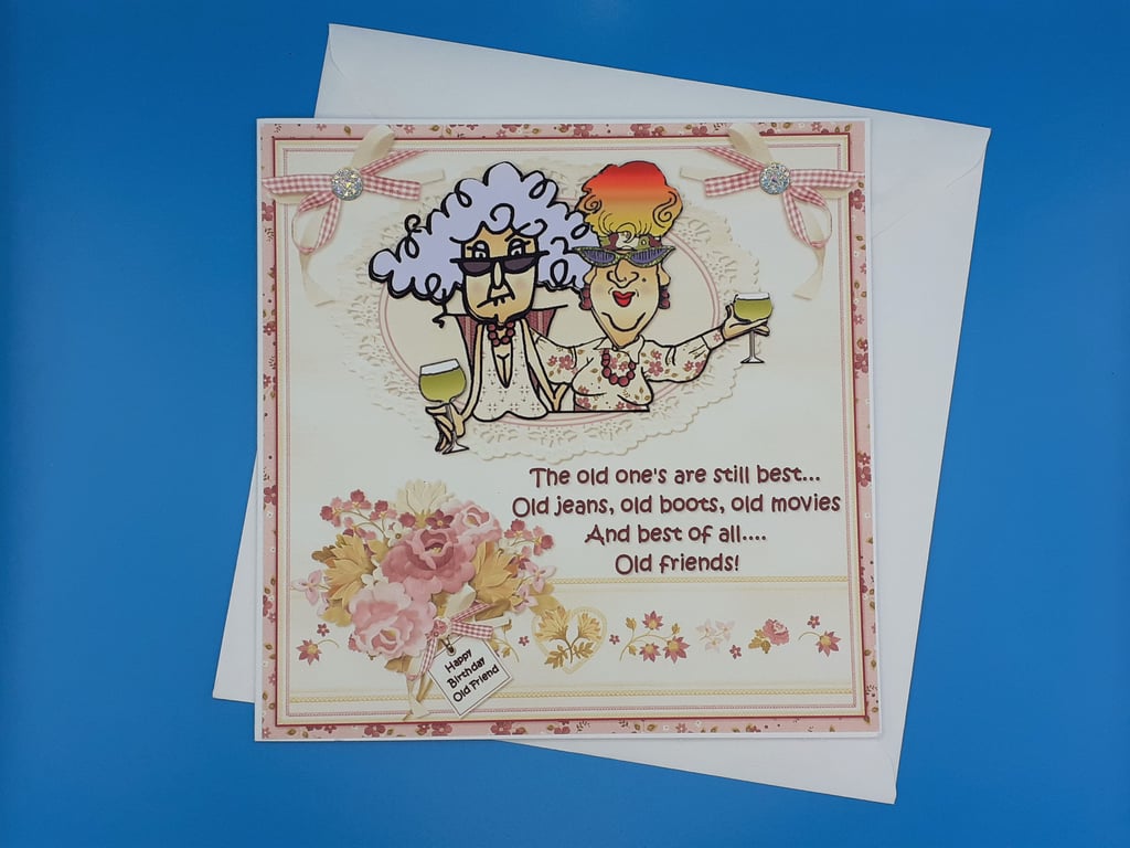 Funny Female Birthday Card, Large, Decoupage 