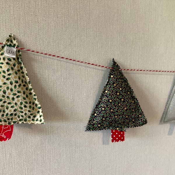 Christmas tree bunting garland. 1.4m long party decoration.